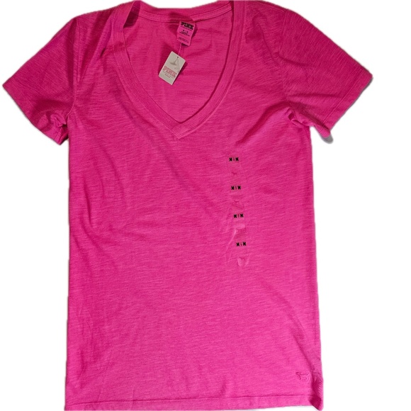 PINK Victoria's Secret Shirt Womens Medium Pink V Neck Sleepwear Short Sleeve - Picture 1 of 6